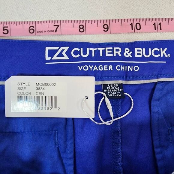 Cutter & Buck Men's 38 x 34 Voyager Classic Fit Stretch Cotton Chinos Blue - Picture 4 of 7